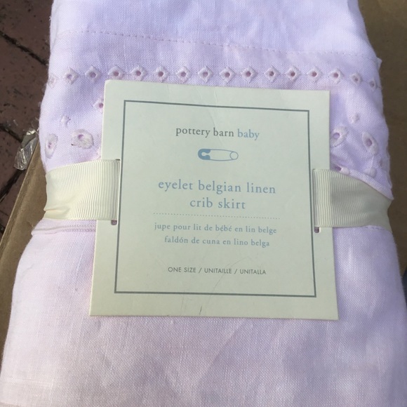 Pottery Barn Baby Bedding New Pottery Barn Pink Linen Eyelet Crib Skirt Poshmark